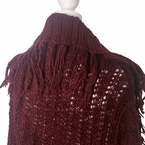 Pete & Greta Johnny Was Wool Blend Brand Knit Fringe Sweater Cardigan Size M - Picture 3 of 10